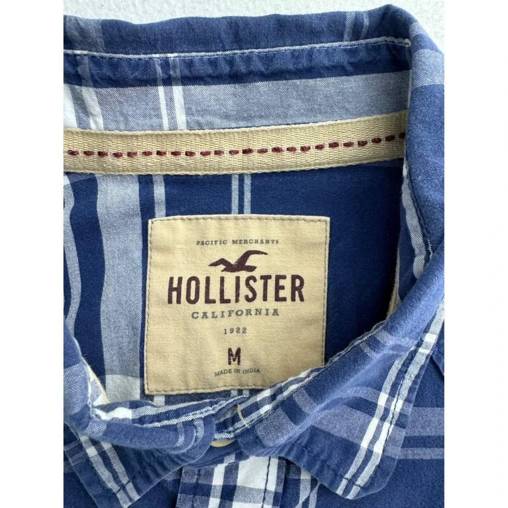 Hollister Big‎ Boys Blue Plaid Western Pearl Snap Long Sleeve Shirt Medium